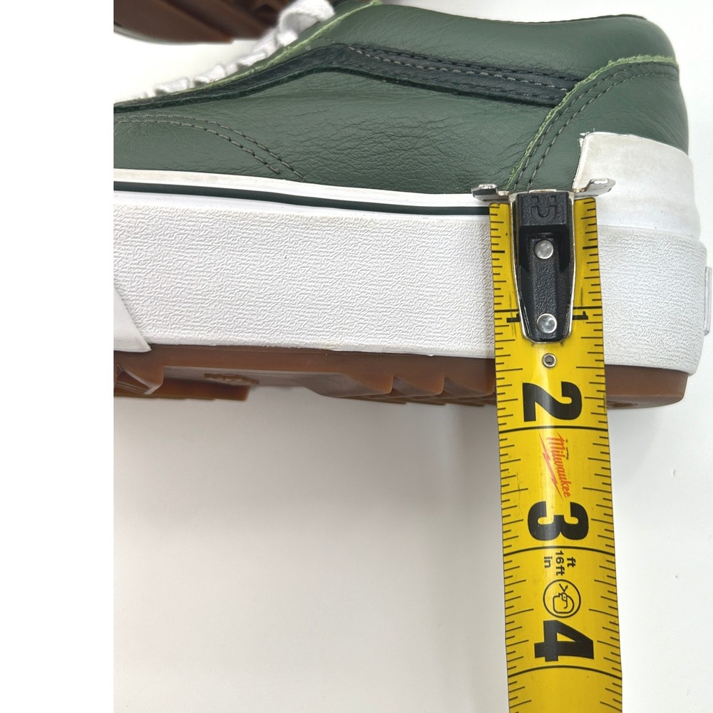 Vans Old Skool Stacked Forest Green Leather Platform Sneakers Mens 6.5 Womens 8 - Picture 8 of 9